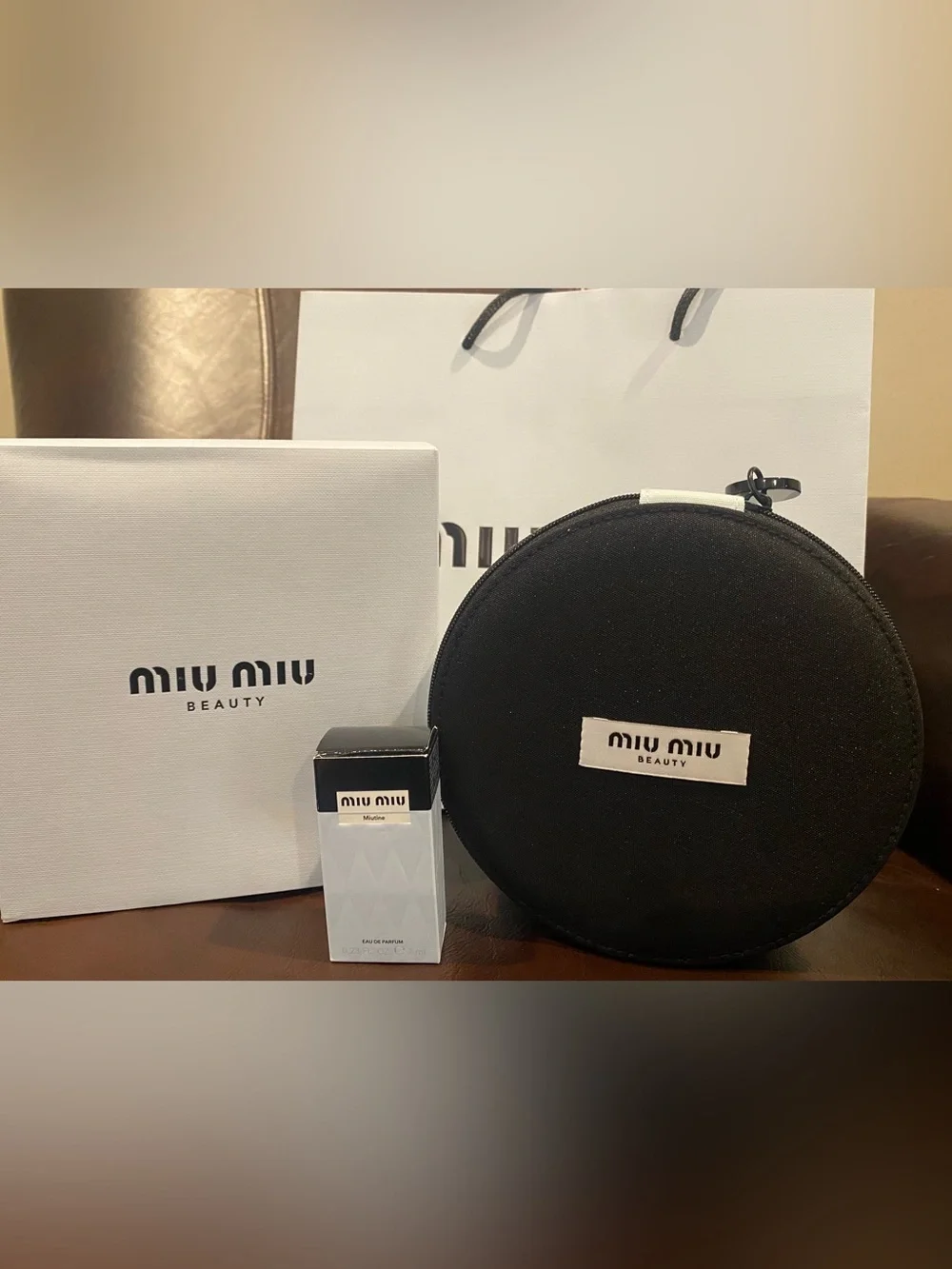 Miu Miu Beauty Large Vanity Case, Gift bag. Empty mini dabber included. Luxe